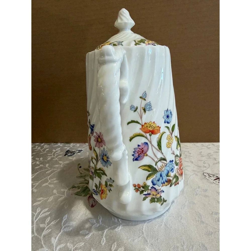 Aynsley Cottage Garden Fine Bone China Coffee Pot Floral Butterfly England